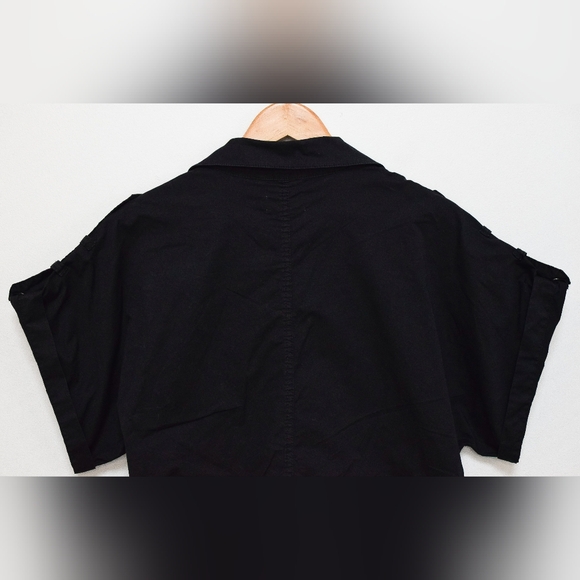 Pistola Meg Zip Front Romper Black Short Sleeve Drawstring Waist Slouchy Size L - Picture 9 of 16